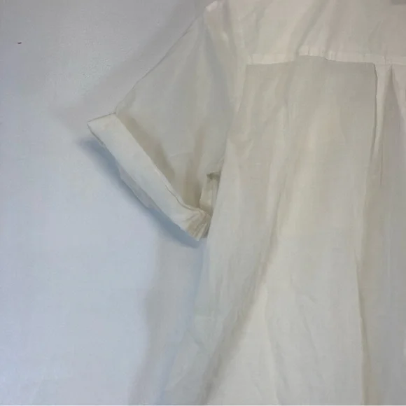 Faherty Shirt Womens Ivory Organic Cotton Popover Short Sleeve Pockets - Picture 11 of 13